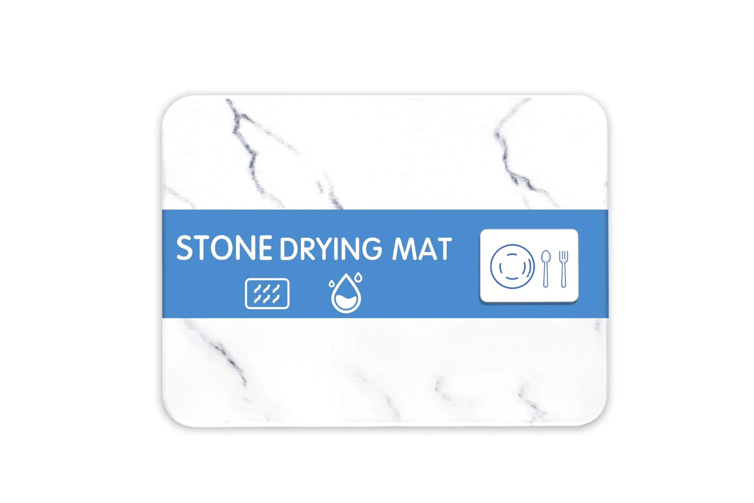 Quick Dry Stone Drying Mat for Kitchen Counter Stone Dish Drying Mats Water-Absorbent Diatomaceous for Cups Dishes Bottles Multiple Usage L16" x W12" Light Ivory-Marble