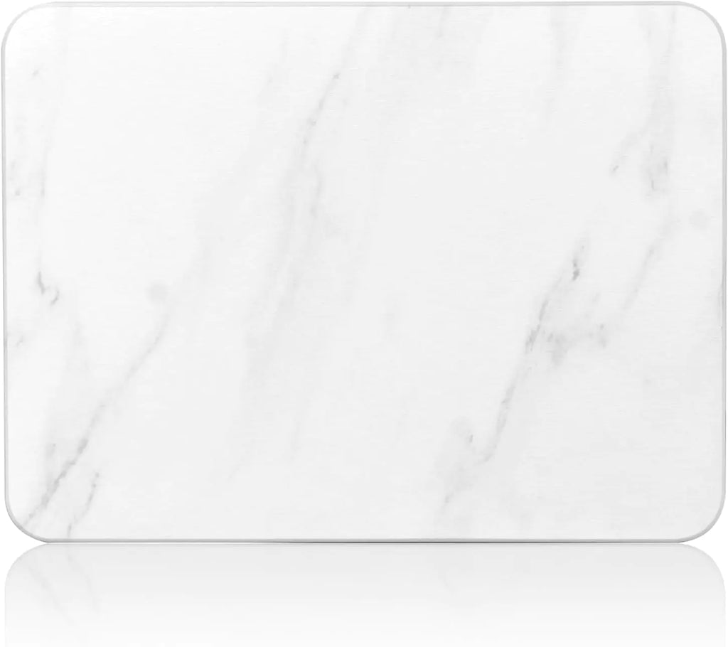 Large Stone Dish Drying Mats for Kitchen Counter 21.5"(L)×15.5"(W) Quick Dry Super Absorbent Dish Drying Mats Eco-Friendly Diatomaceous Earth Mat with Non-Slip Pad for Dishes Bottles(White Marble)