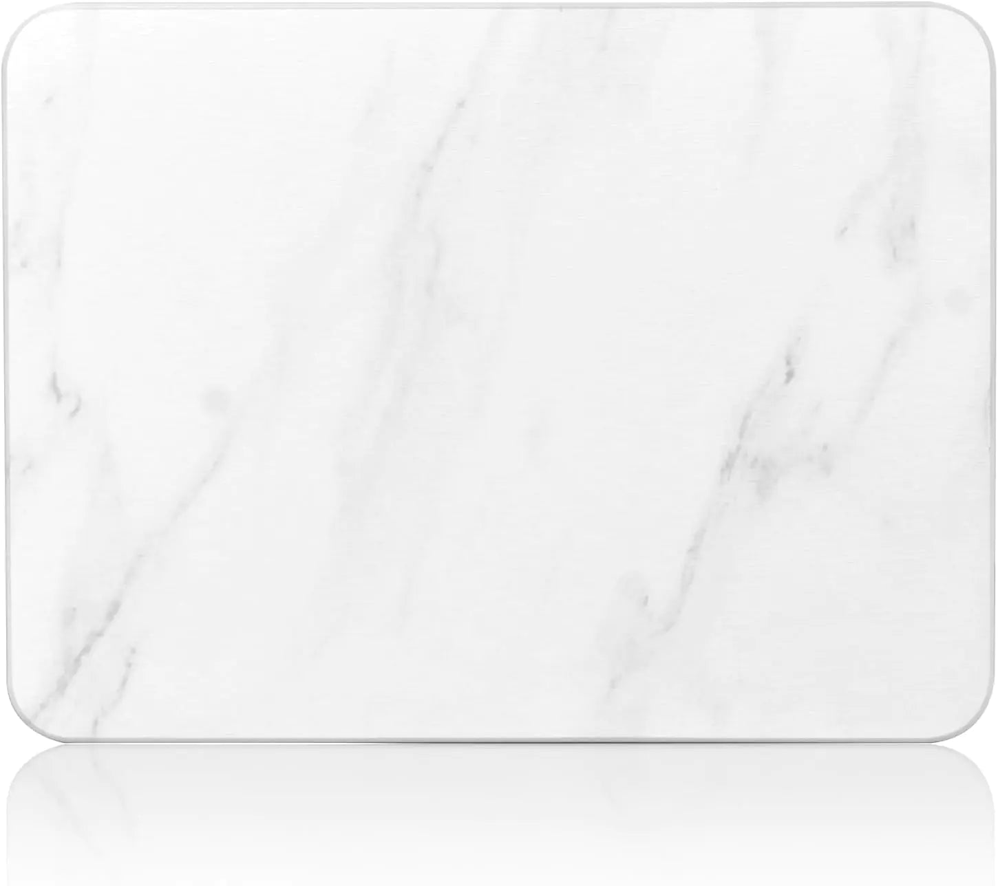 Large Stone Dish Drying Mats for Kitchen Counter 21.5"(L)×15.5"(W) Quick Dry Super Absorbent Dish Drying Mats Eco-Friendly Diatomaceous Earth Mat with Non-Slip Pad for Dishes Bottles(White Marble)